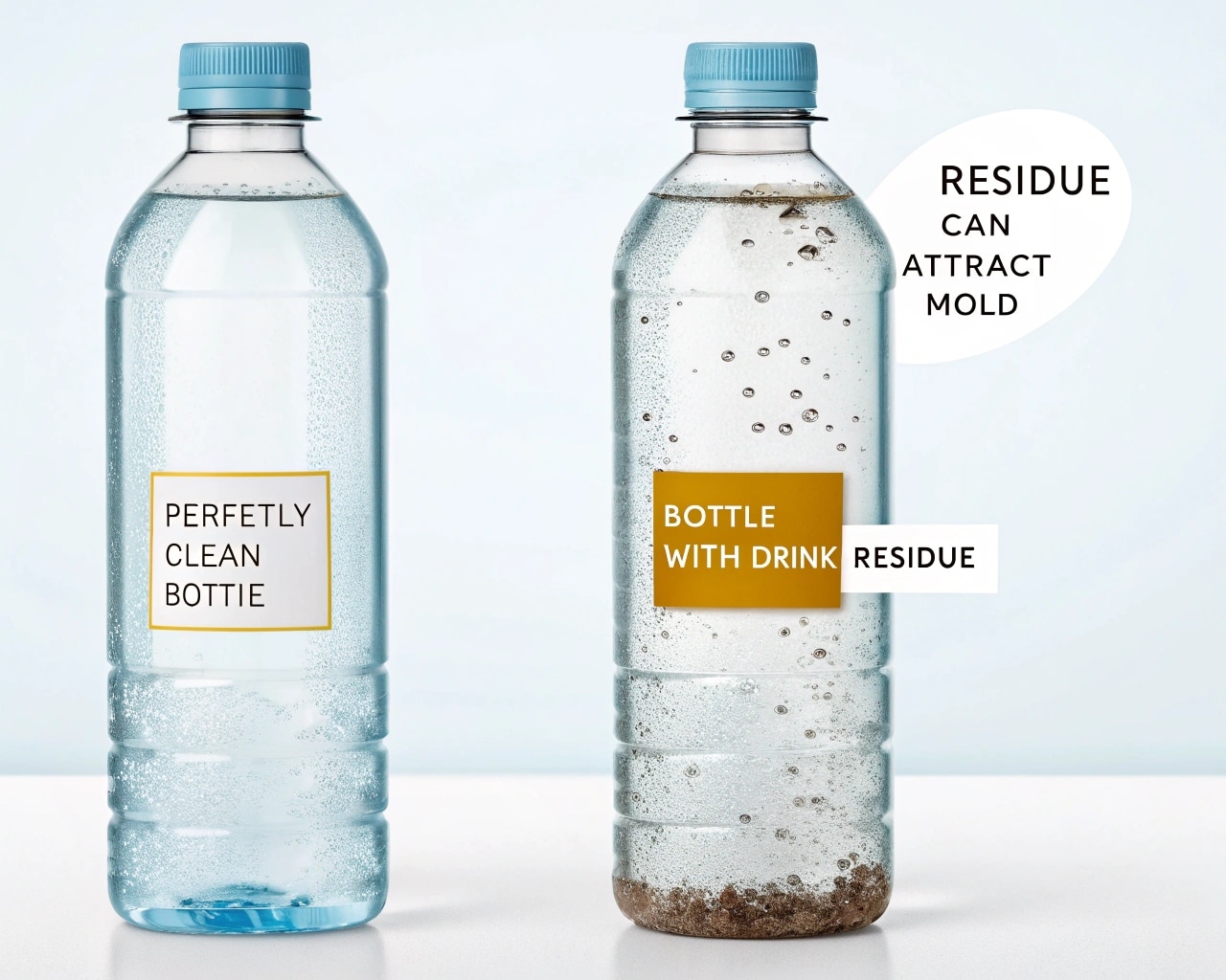 Clean Plastic Bottle Vs. One With Residue