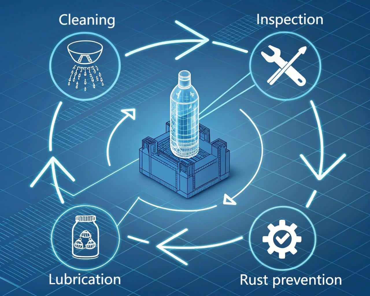 A Technician Meticulously Cleaning And Inspecting A High-Precision Pet Blow Mould Component