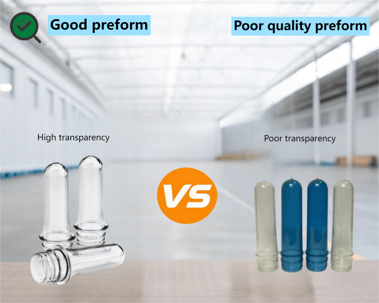 A Comparison Of A Good Preform And A Defective Preform