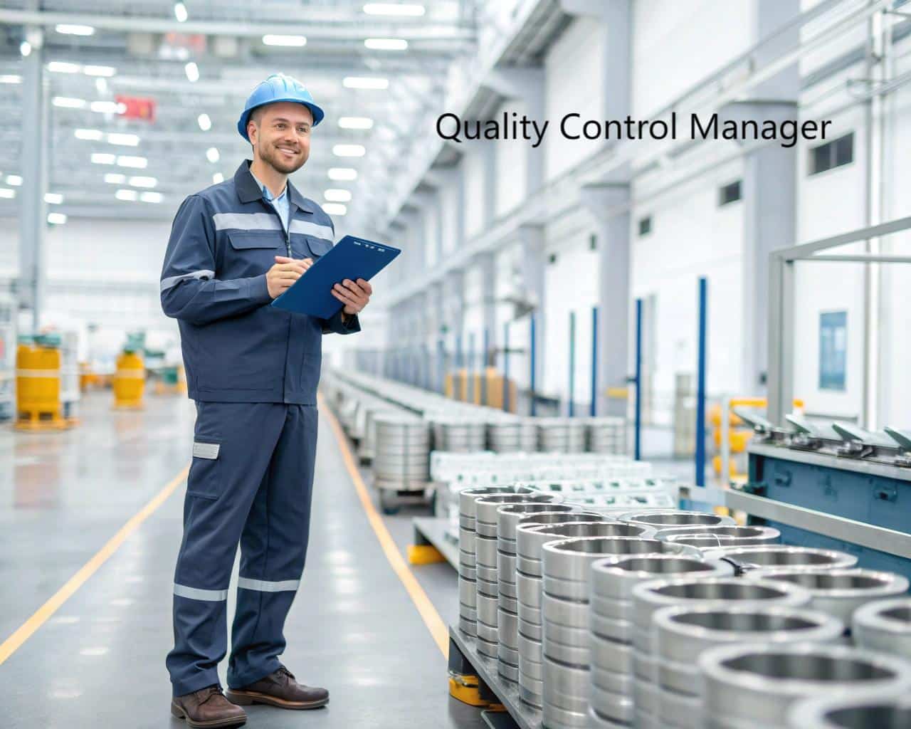 A Quality Control Manager Presenting A Report In A Clean Factory Setting