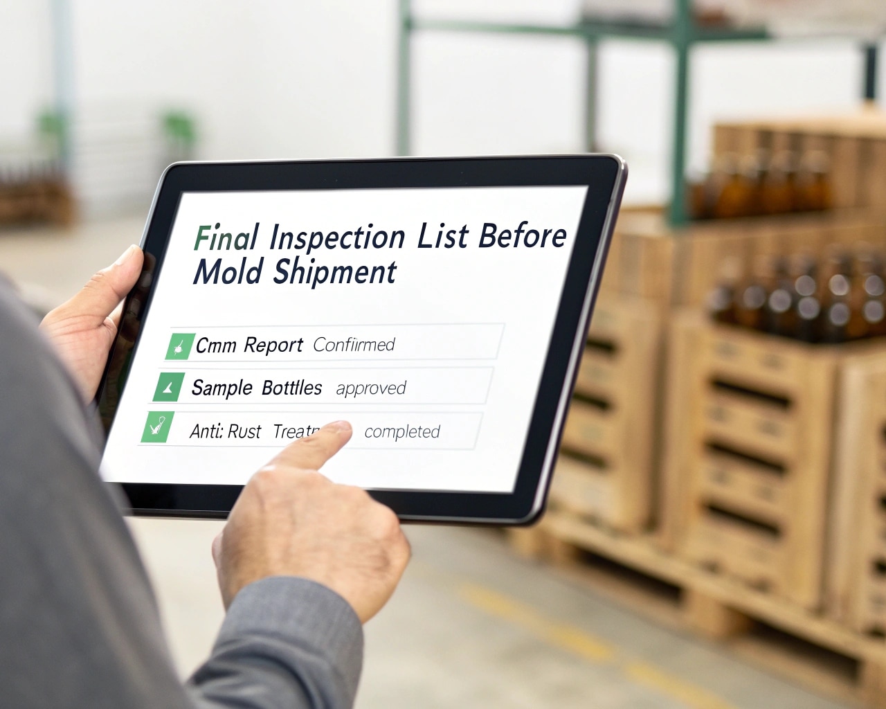 A Person Ticking Off Items On A Digital Checklist On A Tablet