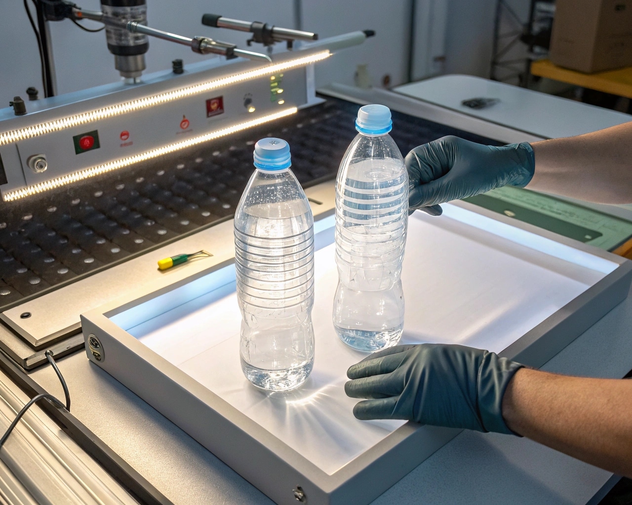 Comparing Two Sample Bottles Side-By-Side For Consistency