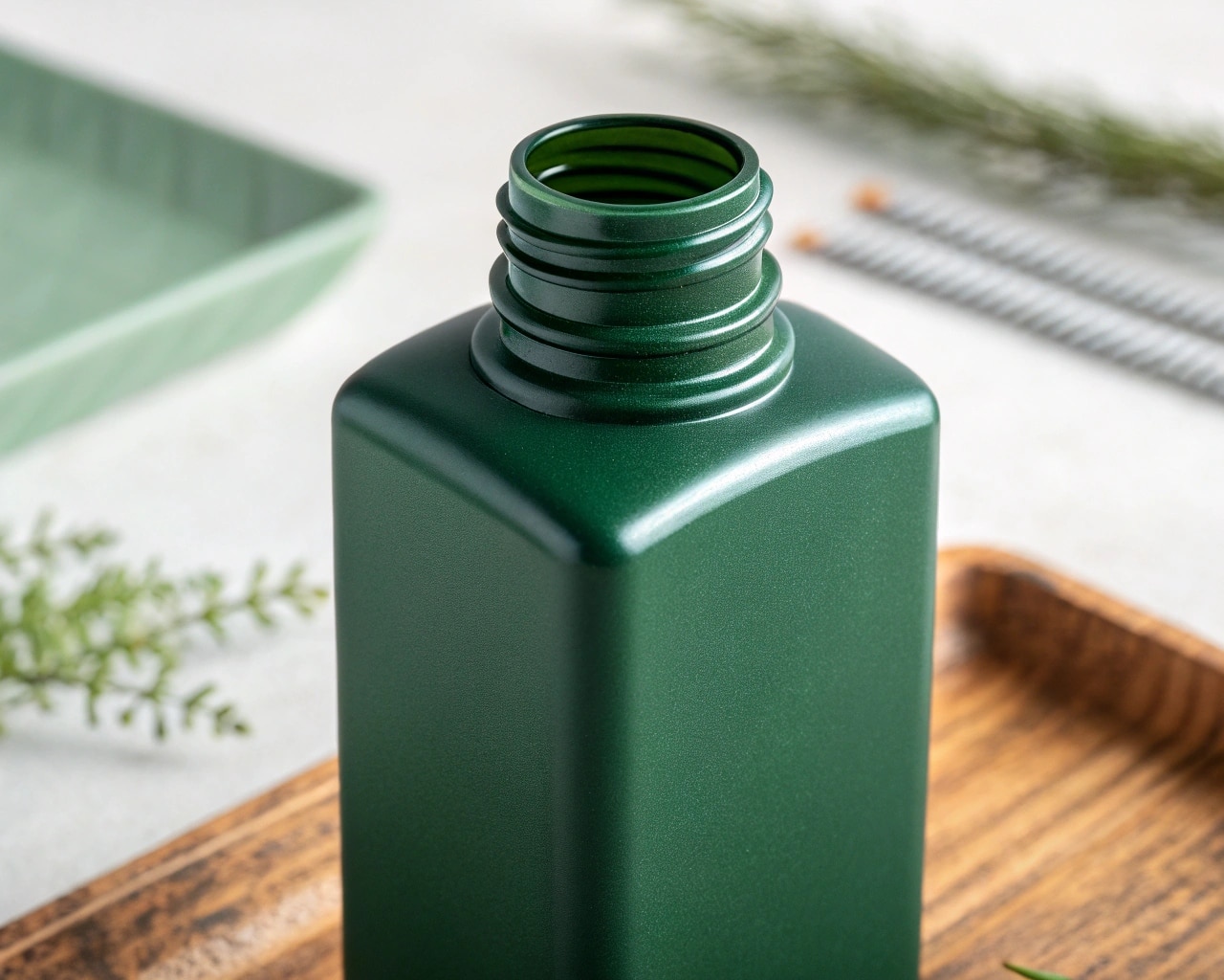 Close-Up Of A Bottle Showing A Nearly Invisible Diagonal Seam Line.