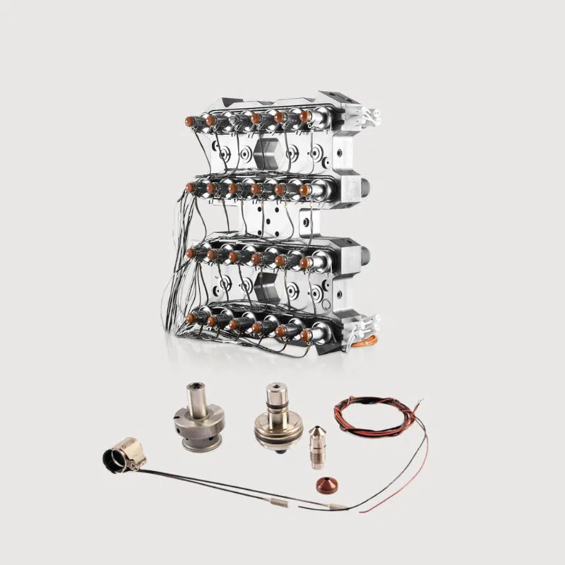 Cutaway View Of A Hot Runner System With Valve Gates