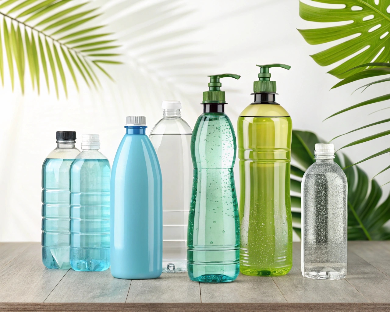 Collection Of Different Products Packaged In Pet Bottles