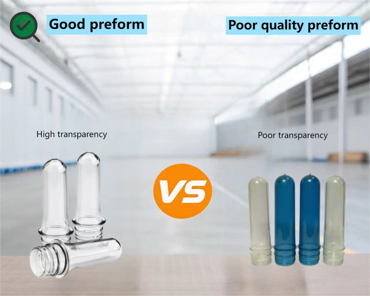 A Comparison Of A Good Preform And A Defective Preform