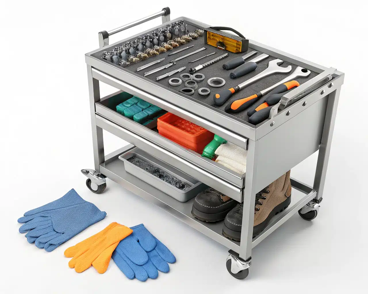 Tools And Safety Equipment Laid Out For A Mold Change