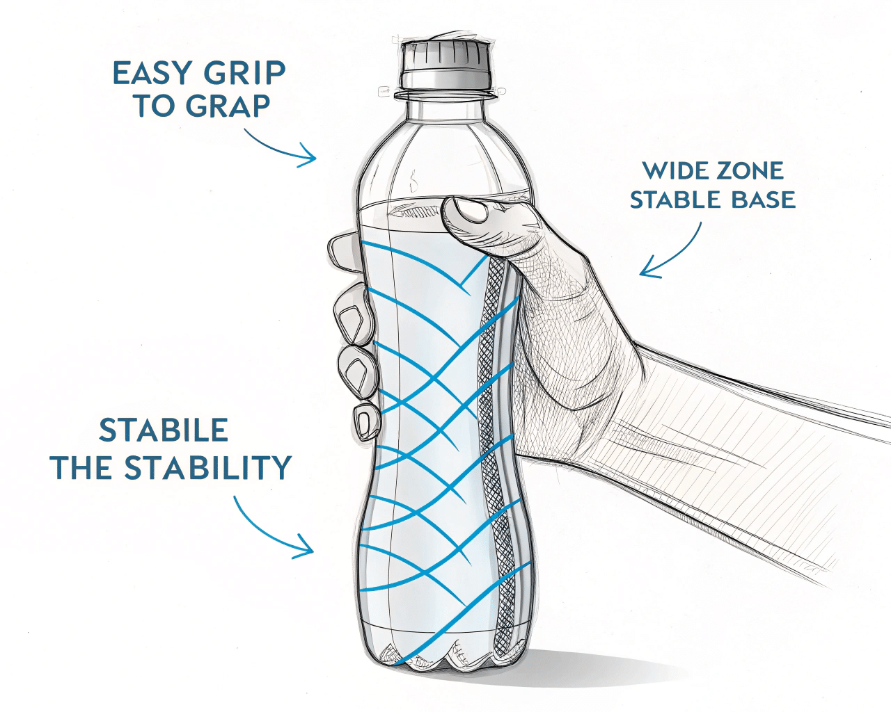 An Ergonomic Bottle Design Showing Grip And Stability Features