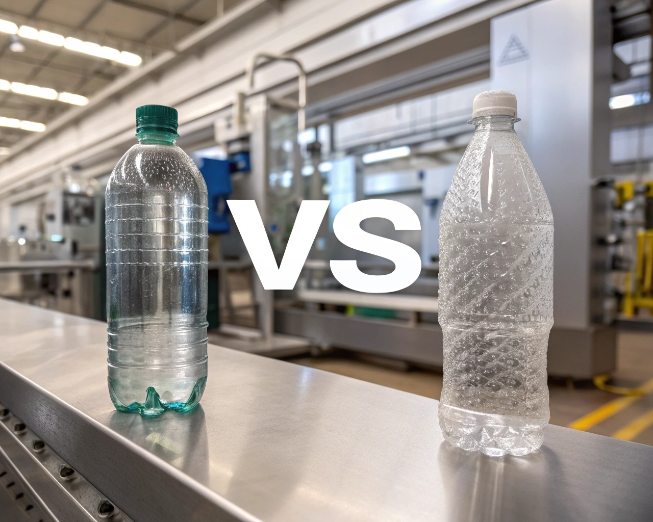 A Misshapen Pet Bottle Next To A Perfect One