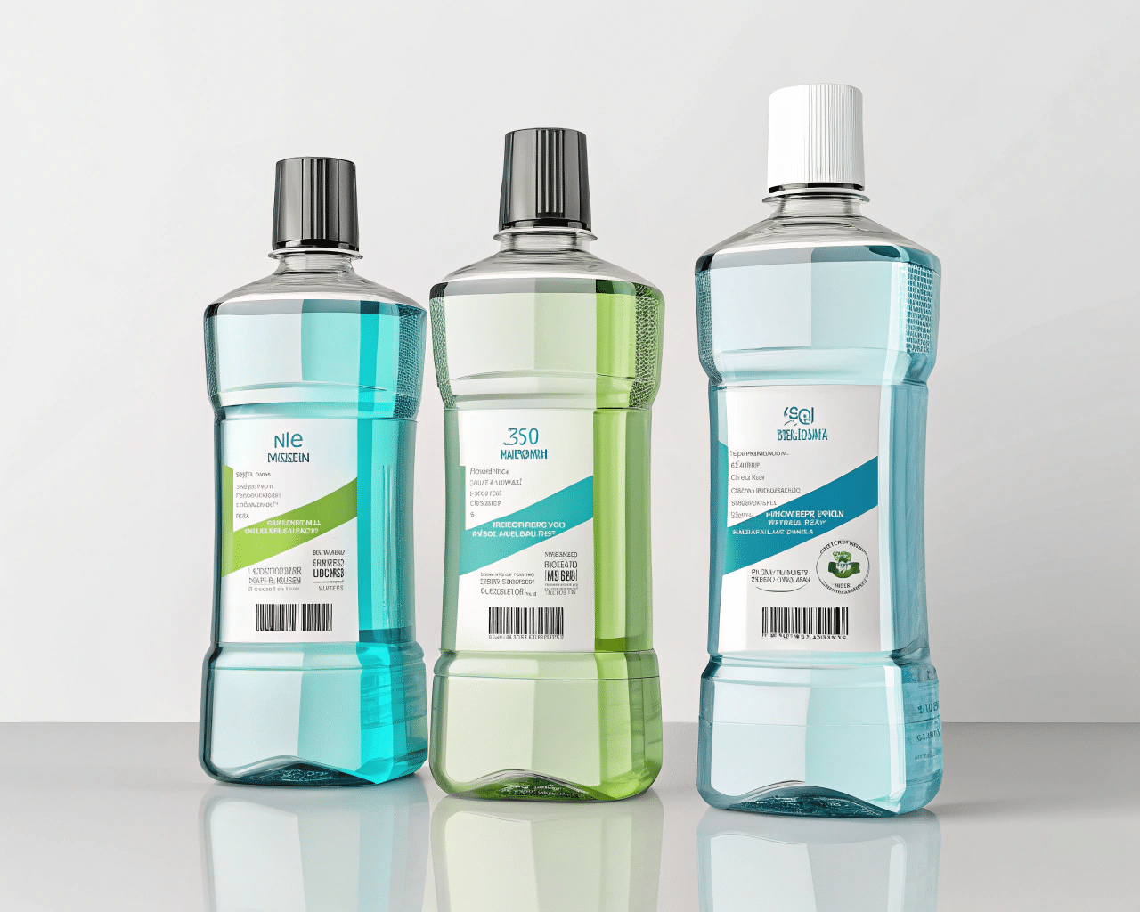 Pet Mouthwash Bottles Of Various Sizes And Shapes