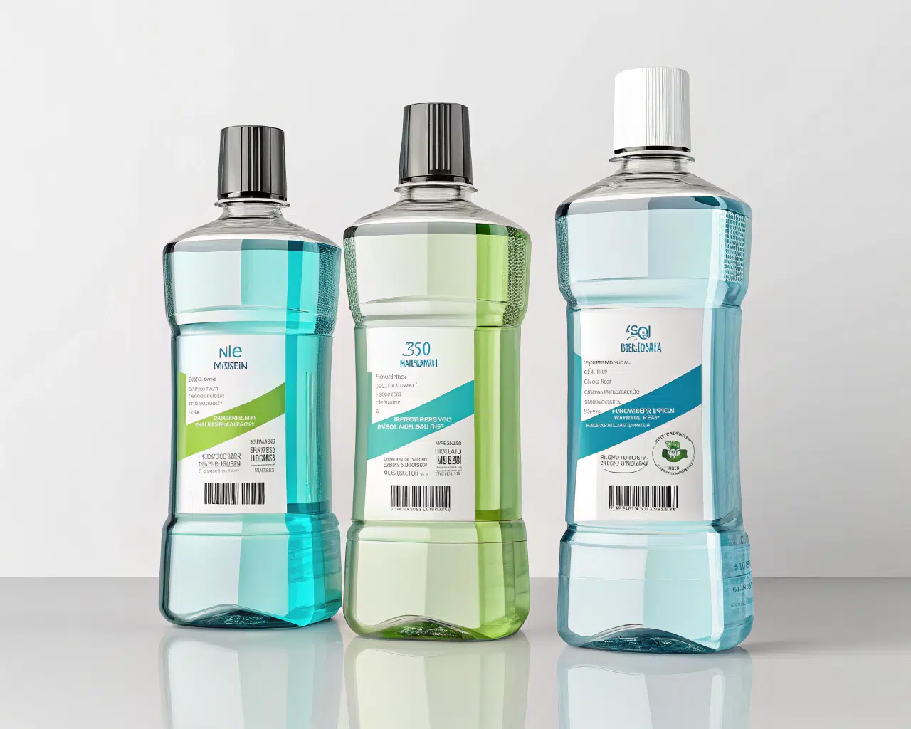 Pet Mouthwash Bottles Of Various Sizes And Shapes
