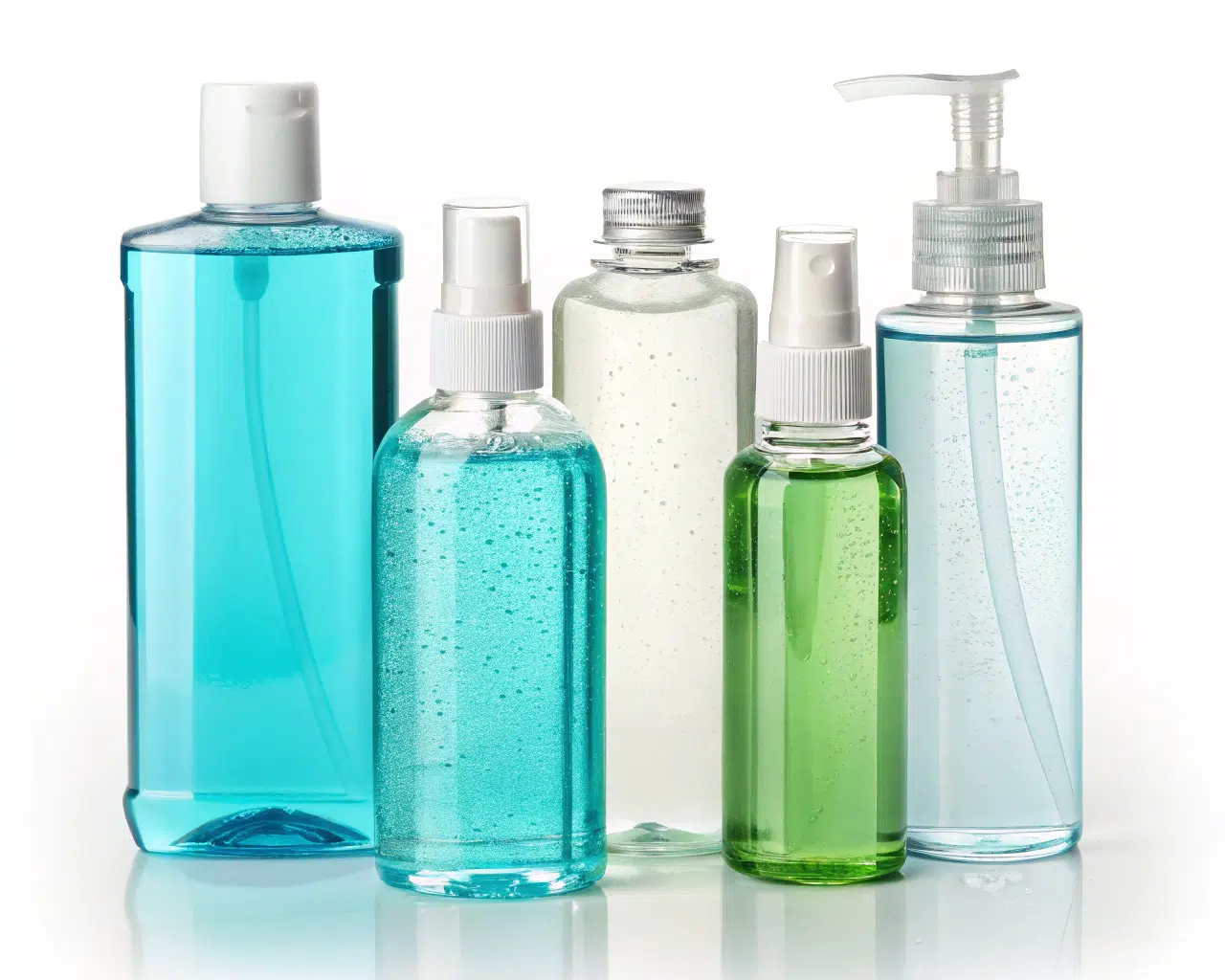 Different Cap Types Like Flip-Top, Pump, And Measuring Cup On Mouthwash Bottles