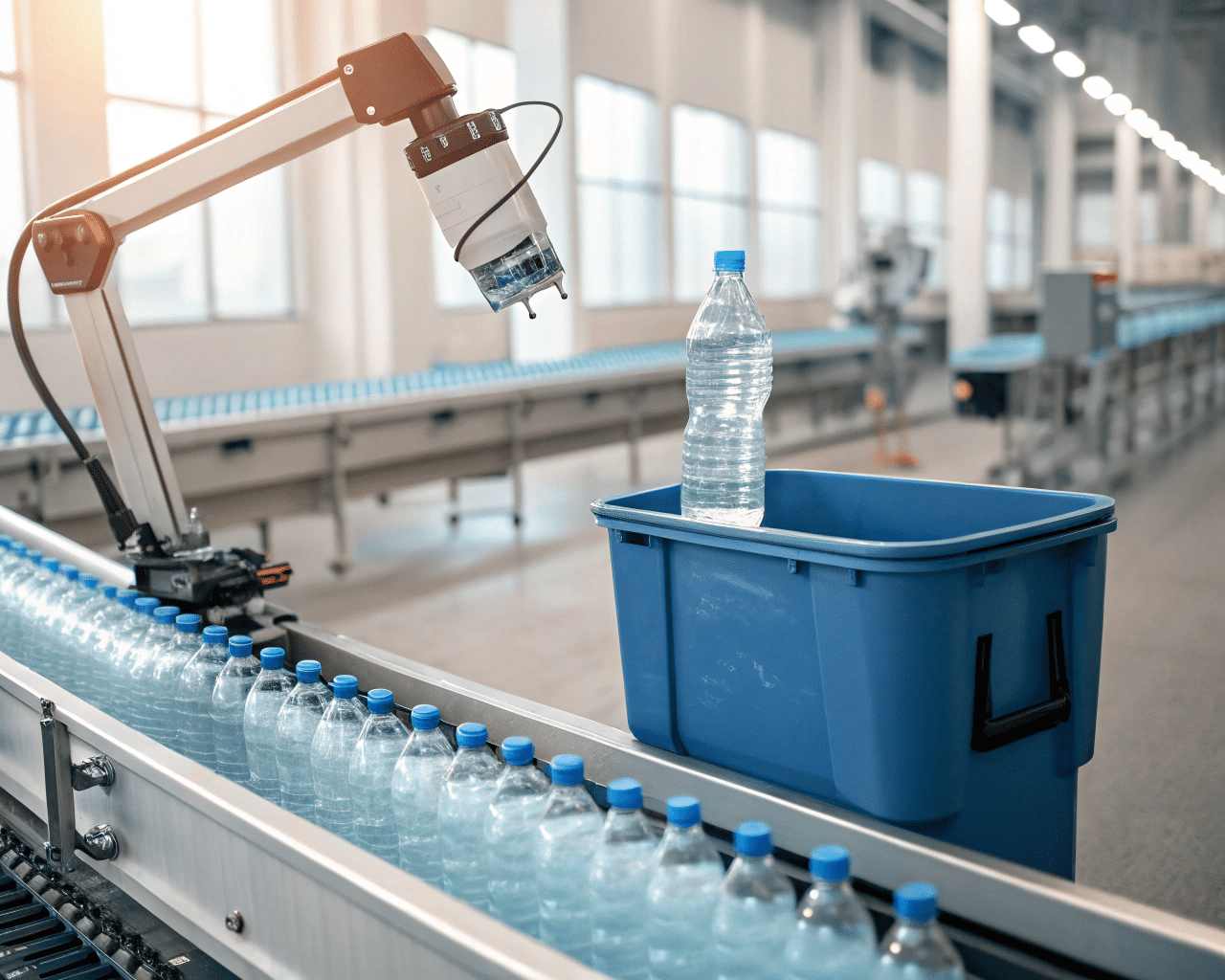 Bottles Being Rejected On A Production Line