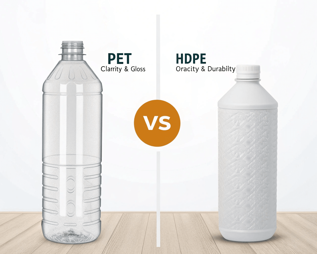 Side-By-Side Comparison Of A Clear Pet Bottle And An Opaque Hdpe Bottle