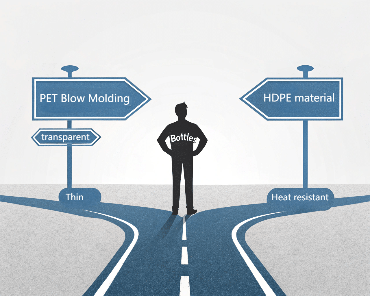 A Person At A Crossroads, With Signs Pointing To Pet And Other Materials