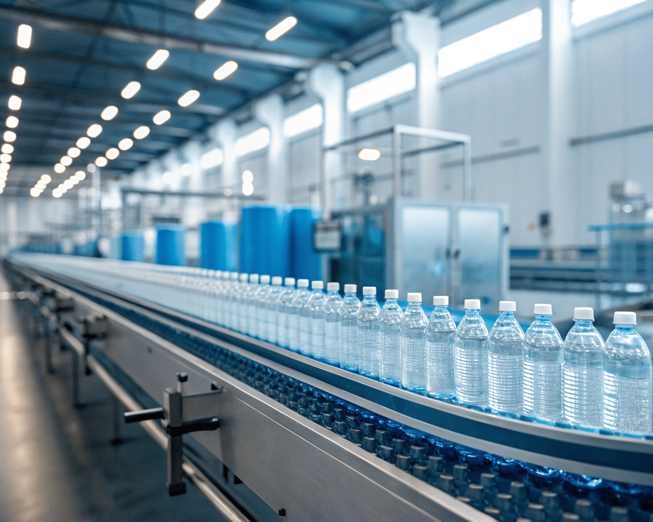 Pet Bottles On A Production Line