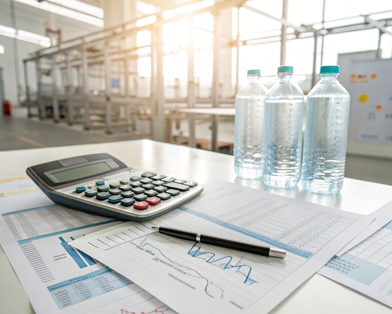 A Calculator And A Plastic Bottle Preform On A Table