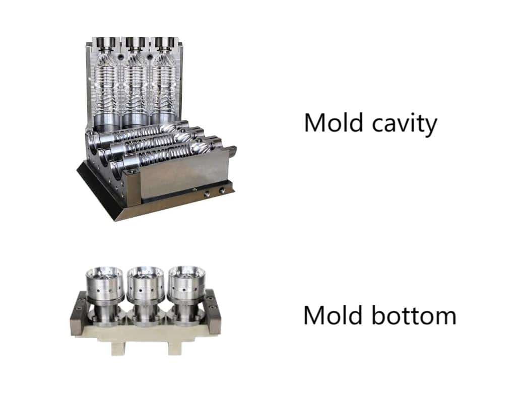 A Schematic Of A Blow Mold, Highlighting The Bottom Insert, Cooling Channels, And Vents.