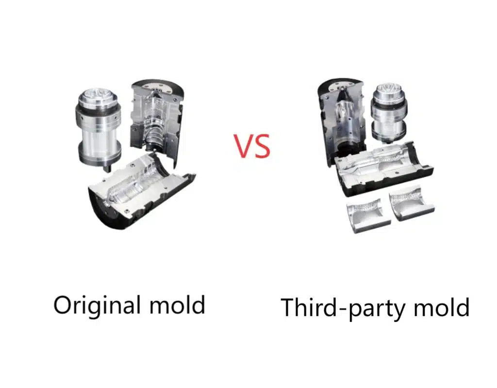 A Custom Third-Party Blow Mold Next To An Oem Sidel Mold