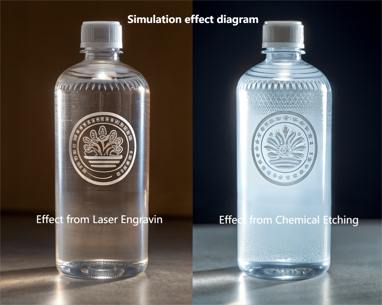 Side-By-Side Comparison Of A Laser Engraved And A Chemically Etched Logo
