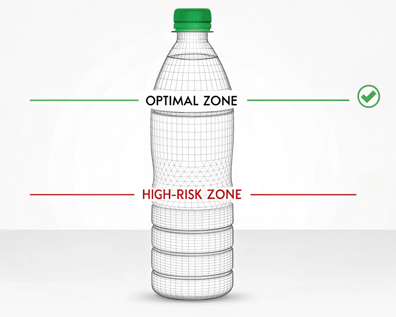 Diagram Showing Optimal Logo Placement Zones On A Bottle