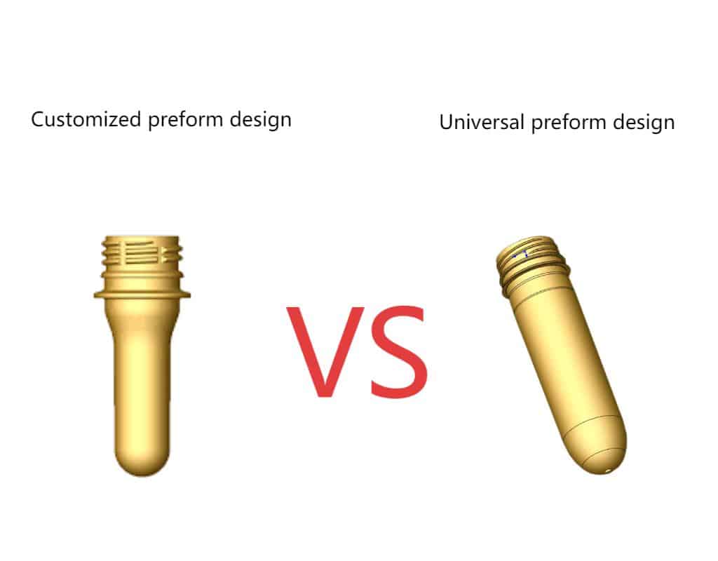 A Diagram Comparing A Good Preform Design With A Bad One For A Specific Bottle Shape