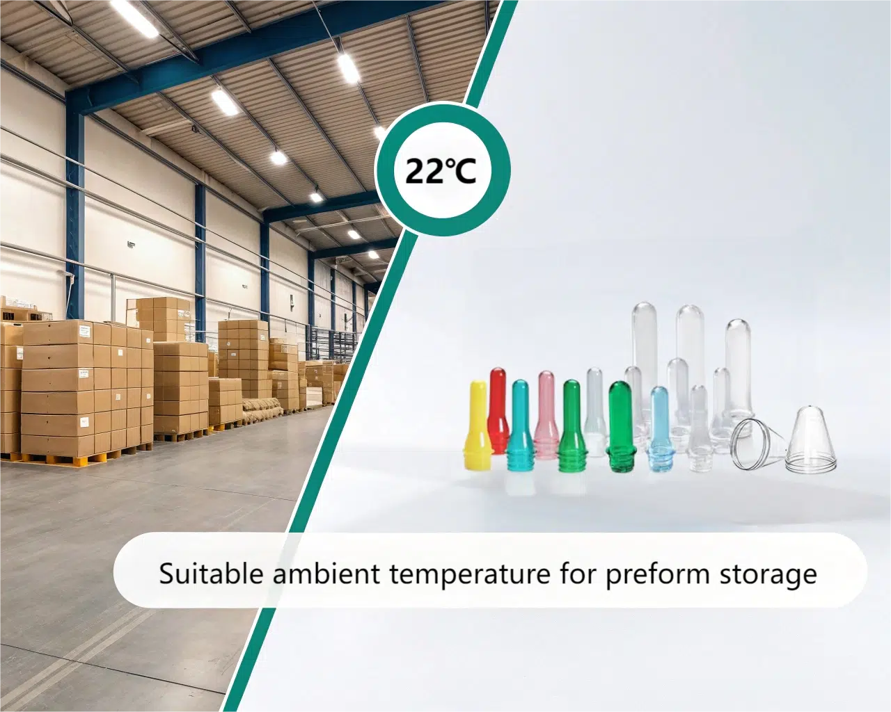 Preforms Stored In A Warehouse With Temperature And Humidity Controls