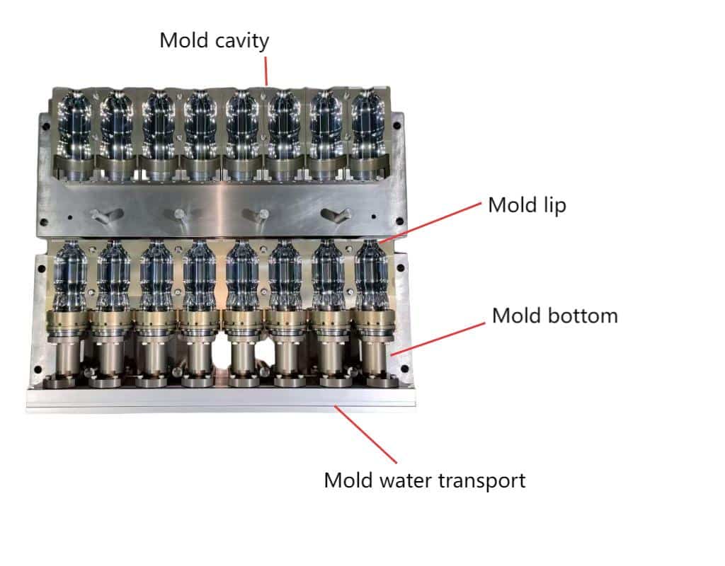 A Detailed Cad Drawing Of A Blow Mold Showing Cooling Channels And Vents