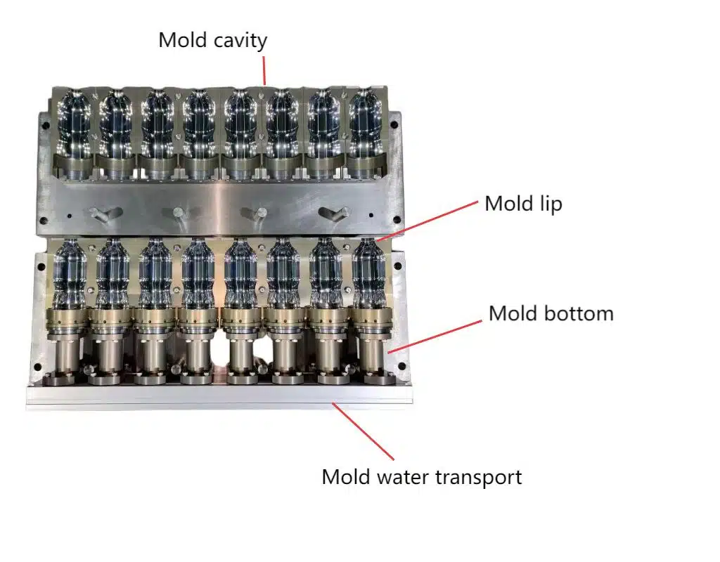 A Blow Mold With Visible Cooling Water Channels