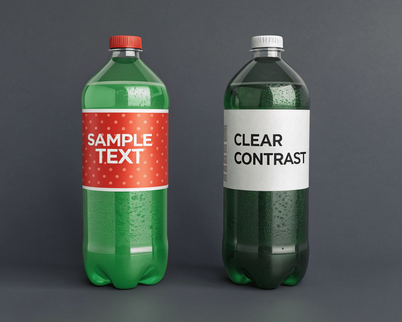 A Green Bottle With A Label Showing Poor Color Contrast