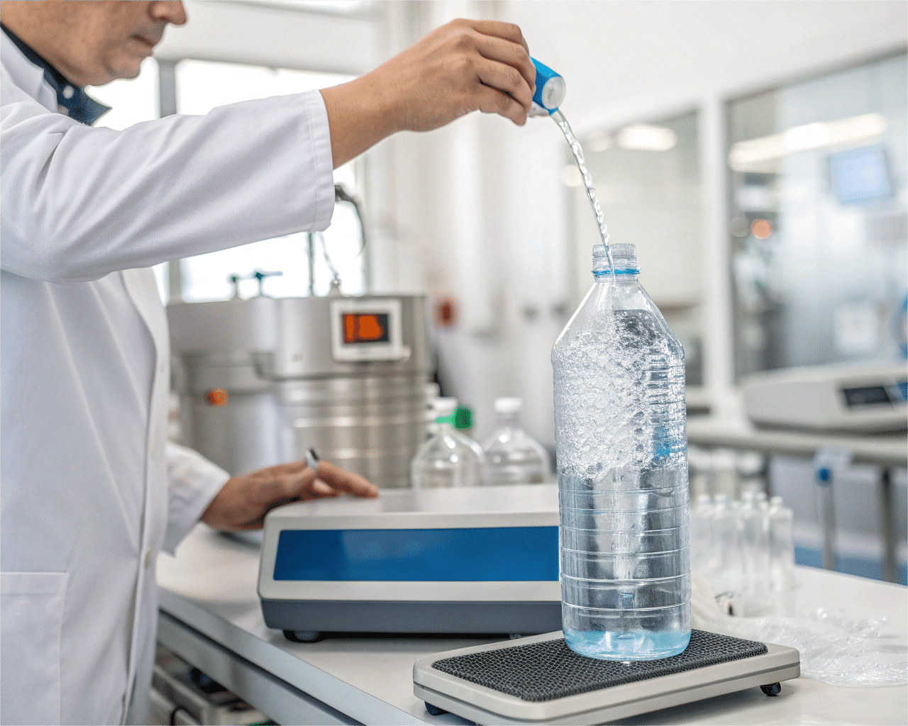 A Bottle Being Filled With Water To Check Its Capacity