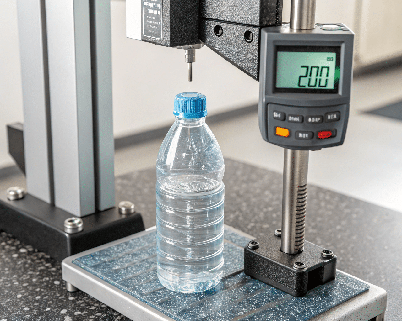 A Caliper Measuring The Diameter Of A Plastic Bottle