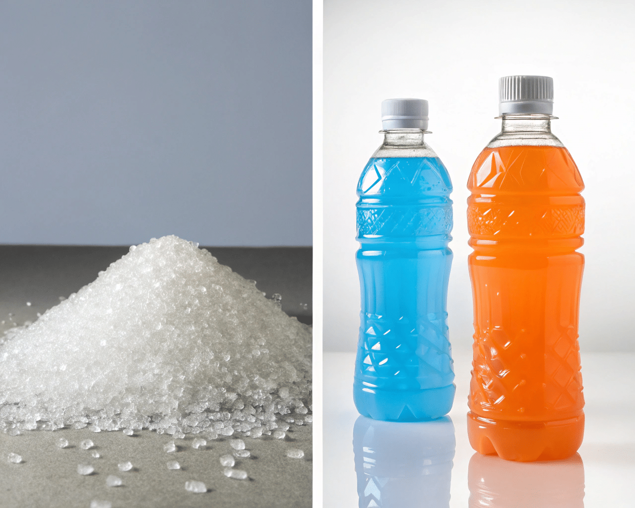 A Clear, Durable Pet Sports Drink Bottle Next To A Recycling Symbol.