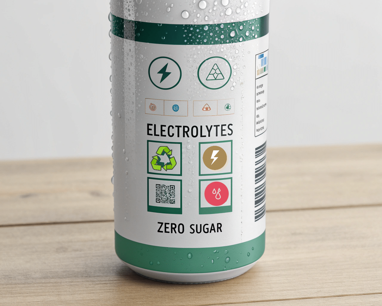 A Detailed View Of A Sports Drink Bottle Label, Showing Clear Nutritional Facts And A Qr Code.