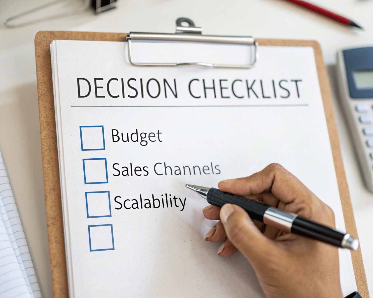 A Checklist On A Clipboard With A Pen, Helping A Business Owner Make A Decision