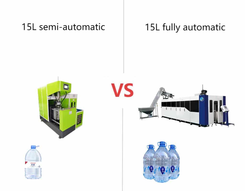 A Semi-Automatic And A Fully-Automatic 15L Pet Bottle Blowing Machine Side By Side