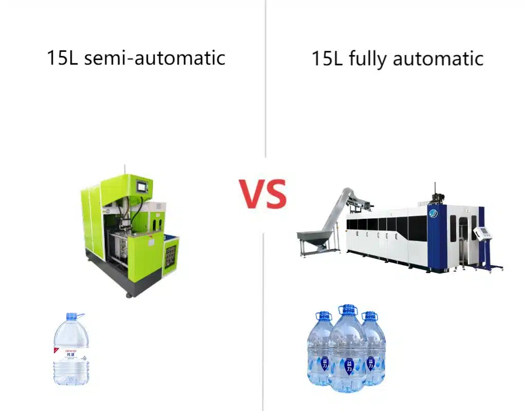 A Semi-Automatic And A Fully-Automatic 15L Pet Bottle Blowing Machine Side By Side