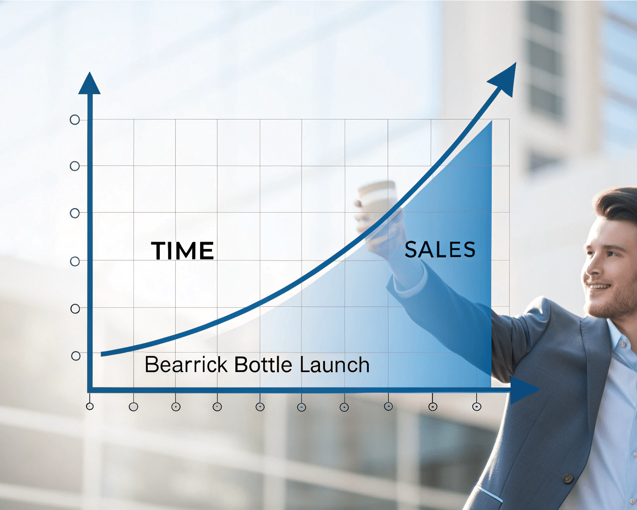 A Graph Showing The Rising Sales Trend After Launching A Product With A Bearbrick Bottle