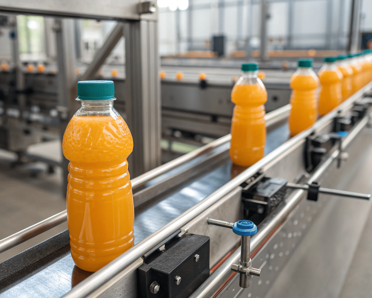 An Image Of A Wobbly Bottle Tipping Over On A Conveyor Belt