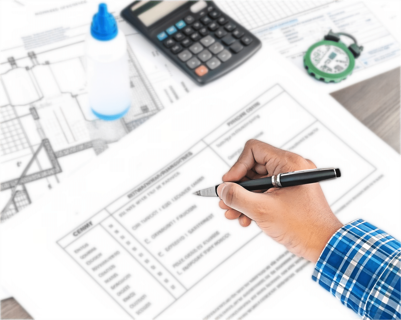 A Person With A Pen Checking Off Items On A Detailed Contract Or Checklist.