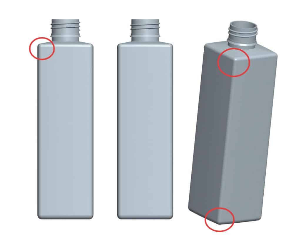 A Diagram Showing Impact Force On A Bottle, With Stress Lines Concentrating At A Sharp Corner Vs. Dispersing Around A Rounded Corner.