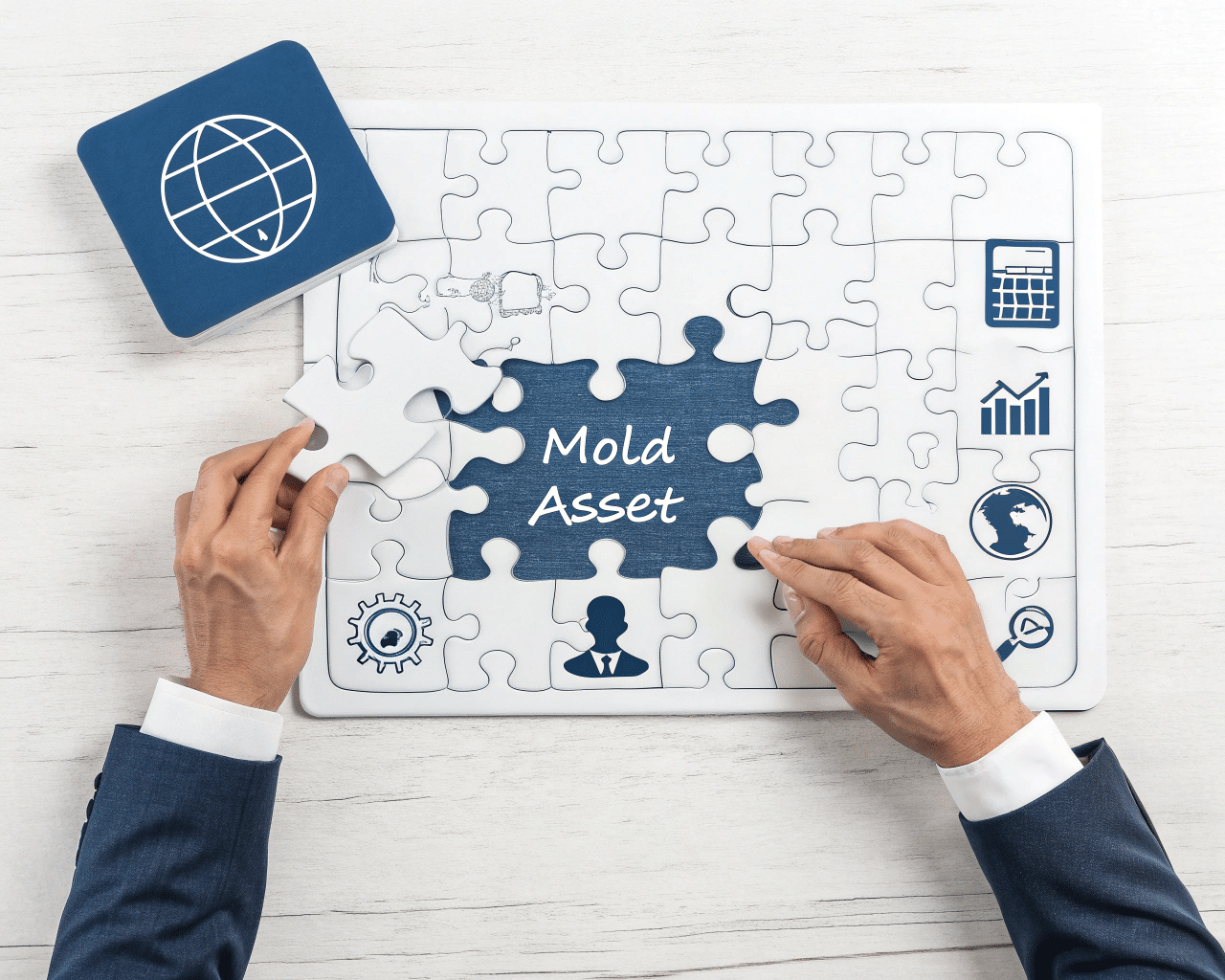 A Person Placing A Puzzle Piece Labeled &Quot;Mold&Quot; Into A Larger Brand Strategy Puzzle