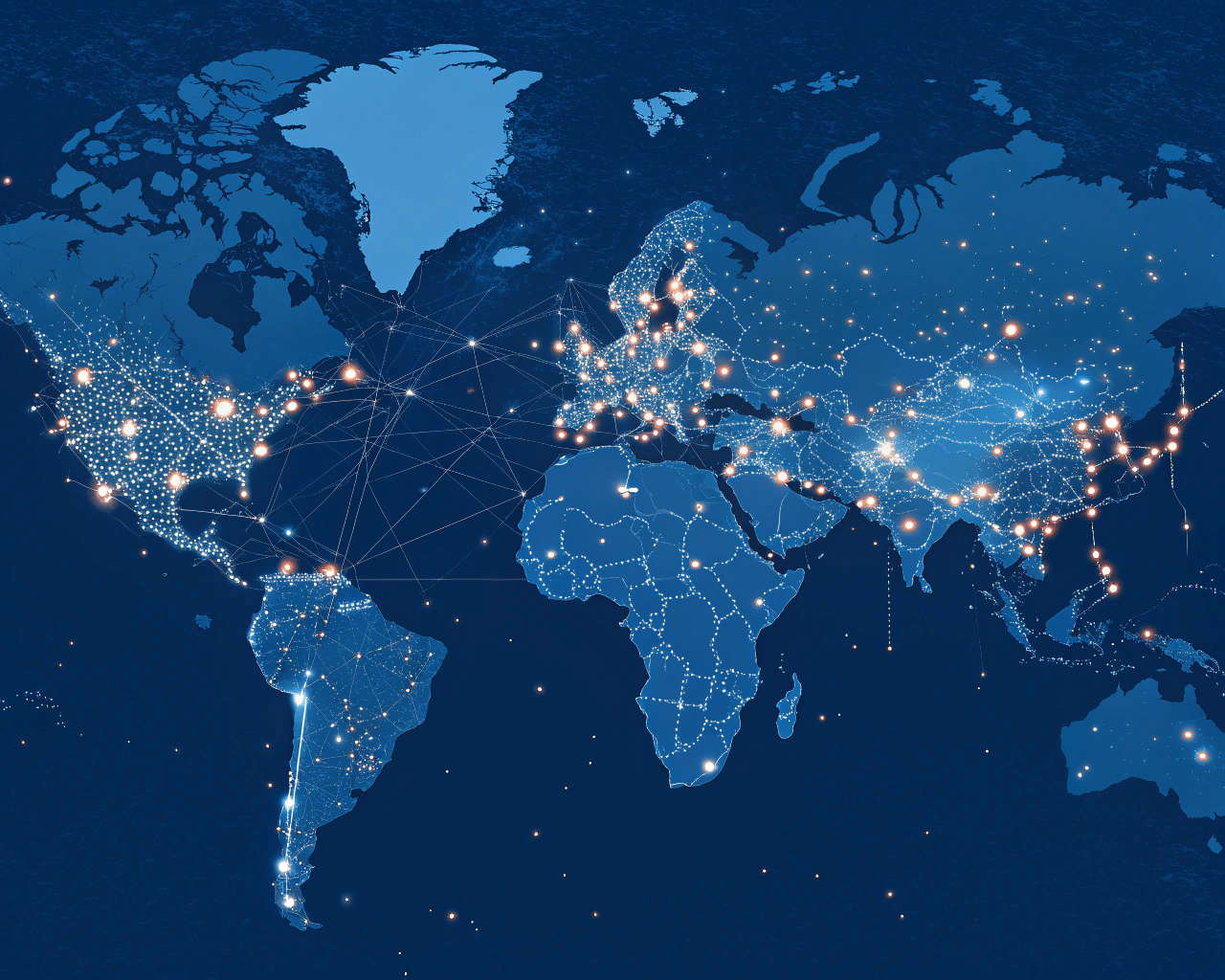 A Map Covered In Countless Small, Glowing Dots, Symbolizing The Ubiquitous Milk Tea Shops That Combine To Form A Sea Of Light.