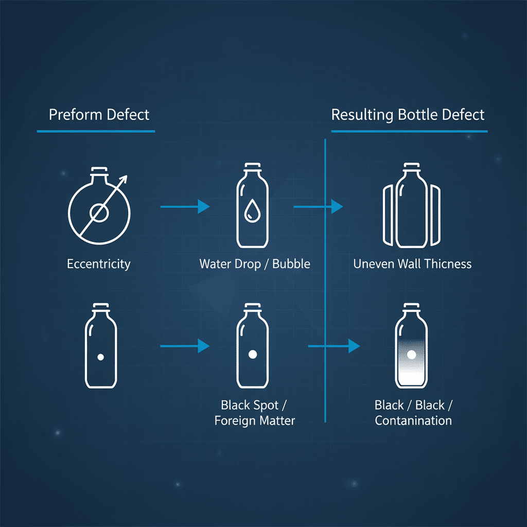 An Infographic Chart Linking Preform Defects To Bottle Defects