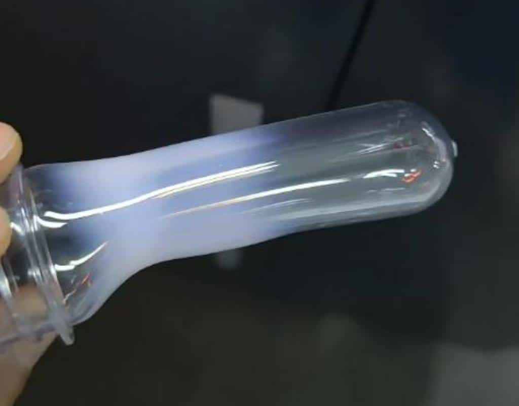 Side-By-Side Comparison Of A Stable Pet Preform And A Sagging Pp Preform After Heating
