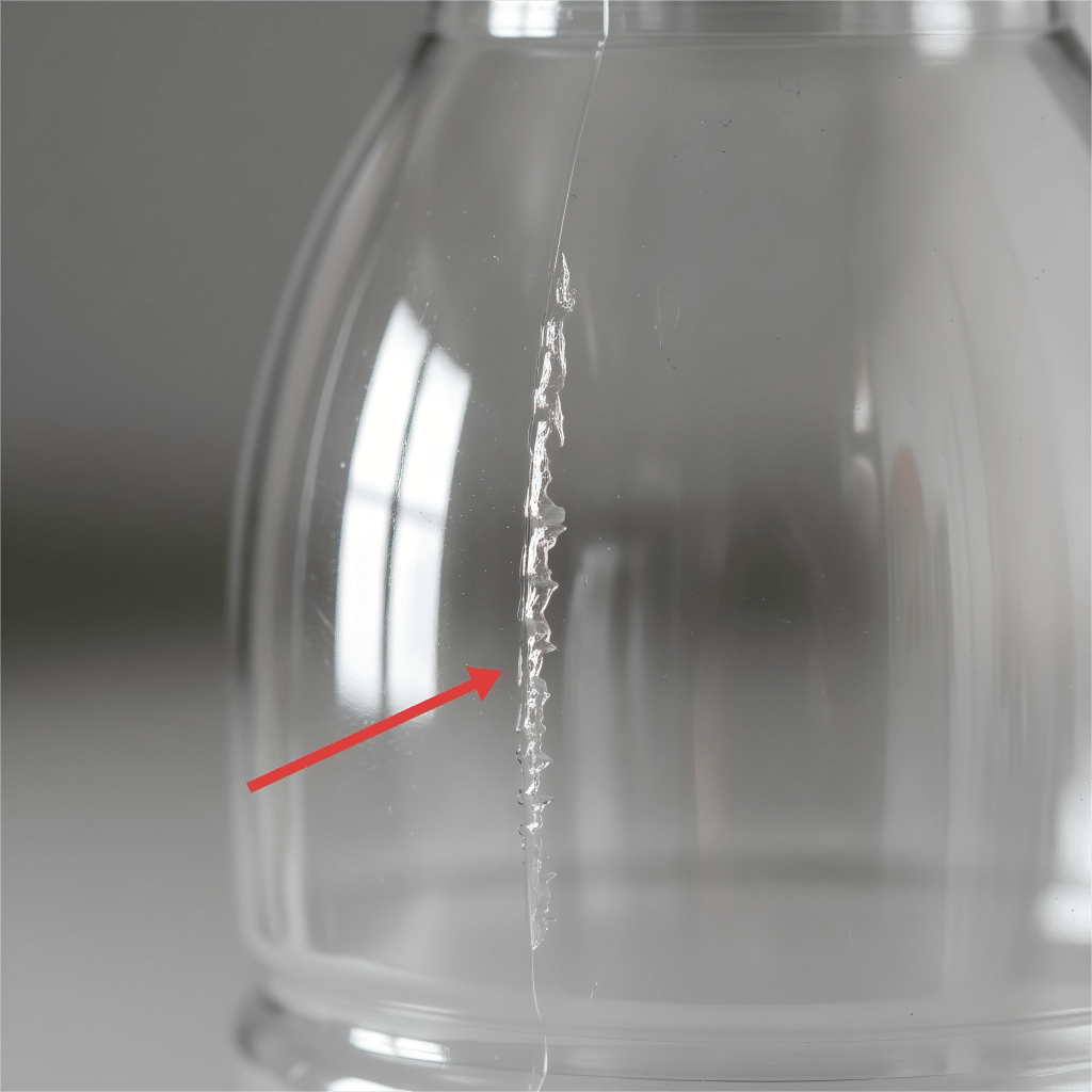 A Close-Up Of A Pet Bottle Showing A Thick, Rough Parting Line, Also Known As Flashing.