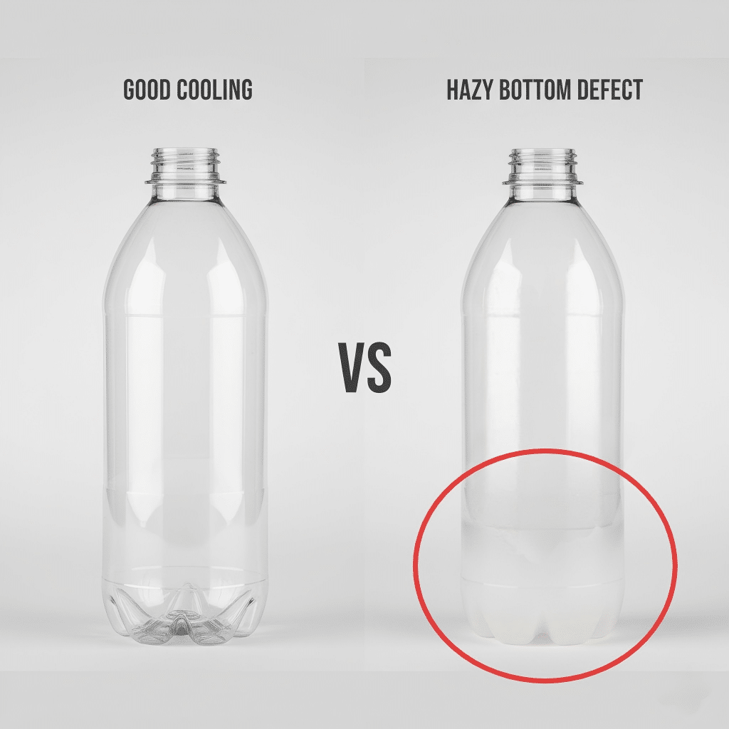 A Side-By-Side Comparison: A Perfectly Clear Pet Bottle Next To One With A Hazy, White Bottom.