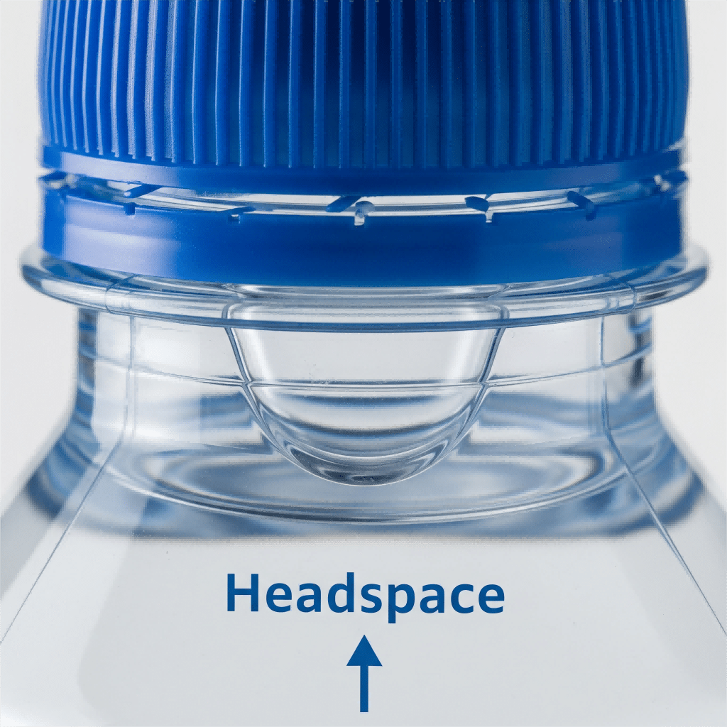 Close-Up Of A Bottle Neck Showing The Headspace Between The Fill Level And The Cap