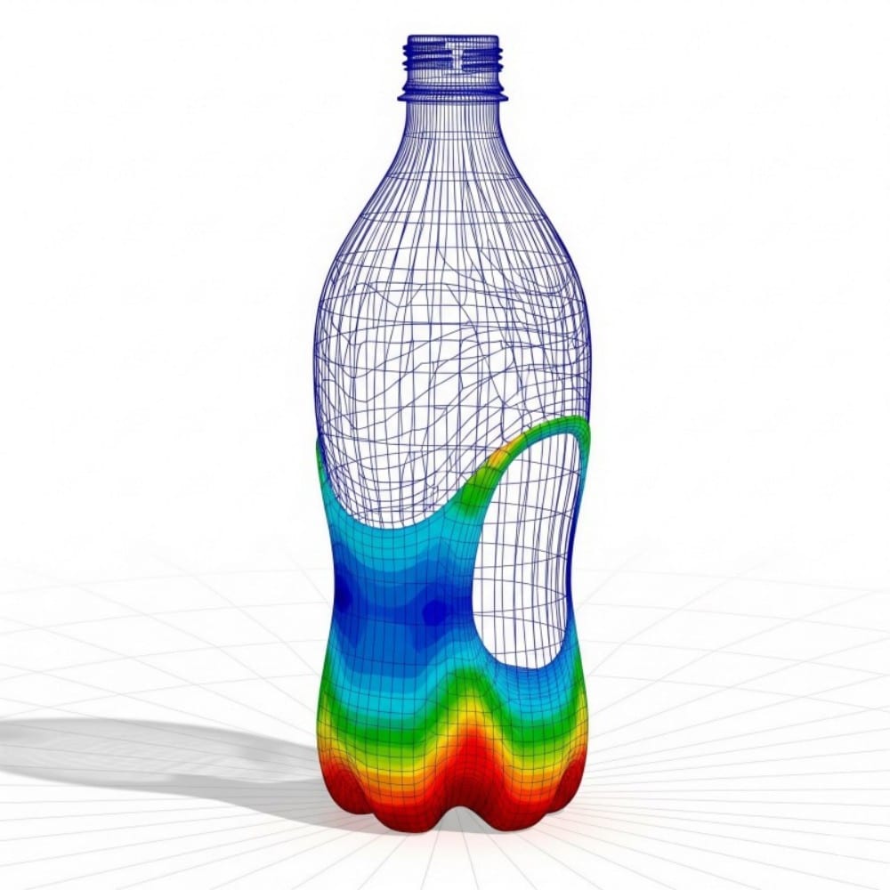 An Engineering Diagram Showing Stress Points And Wall Thickness On A Complex Pet Bottle Design