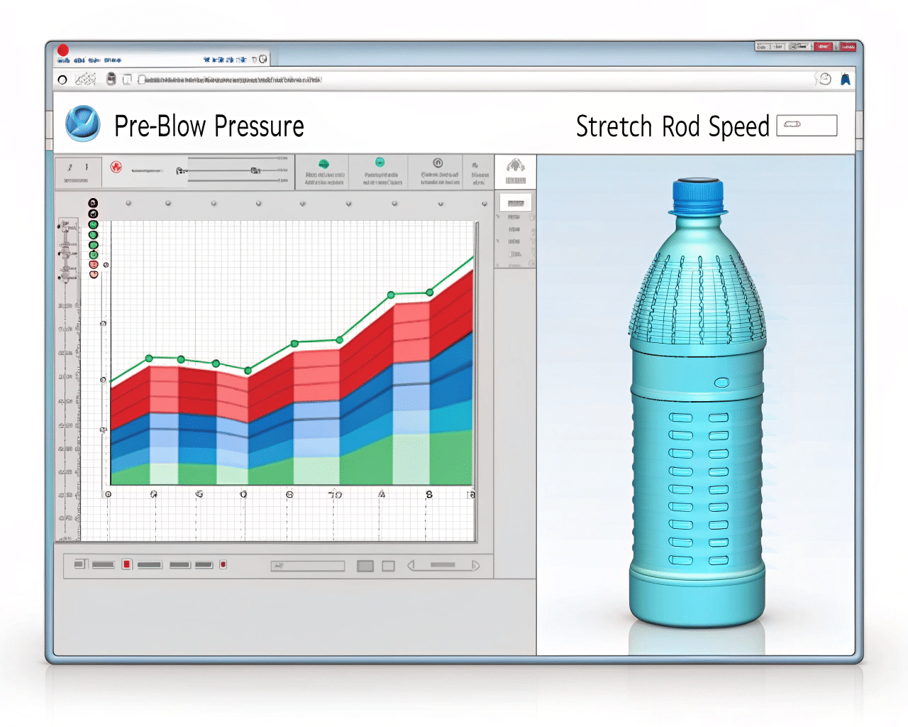 Blow Molding Simulation Software Showing Material Thickness Distribution